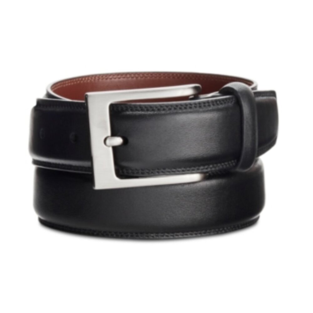 Perry Ellis Portfolio Men's Leather Belt - Black